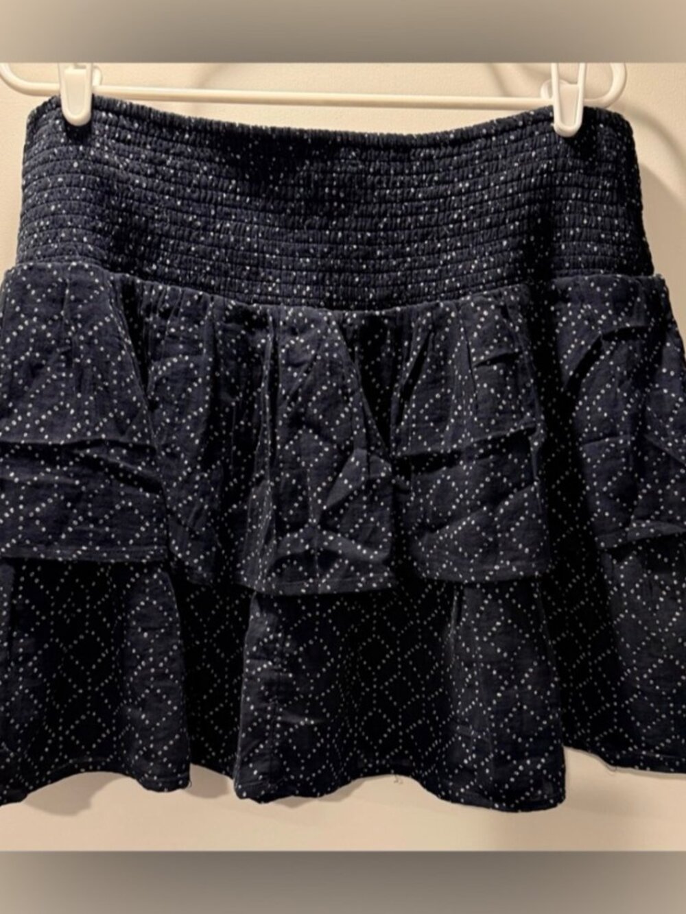 Mini Skirt with White Dot Diamond Print